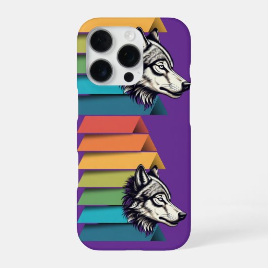 Wolf Breaking Through Color Stripes – Bold Graphic iPhoneケース (裏面)