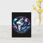 Wolf Celestial Dream Night Howling Moon Funny Wolv カード (黄色い花)