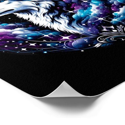 Wolf Celestial Dream Night Howling Moon Funny Wolv ポスター (角)