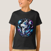 Wolf Celestial Dream Night Howling Moon Funny Wolv Tシャツ (正面)