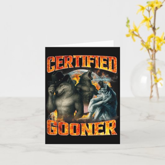 Wolf Certified Gooner Funny Bootleg Meme Dad Papa  カード (黄色い花)