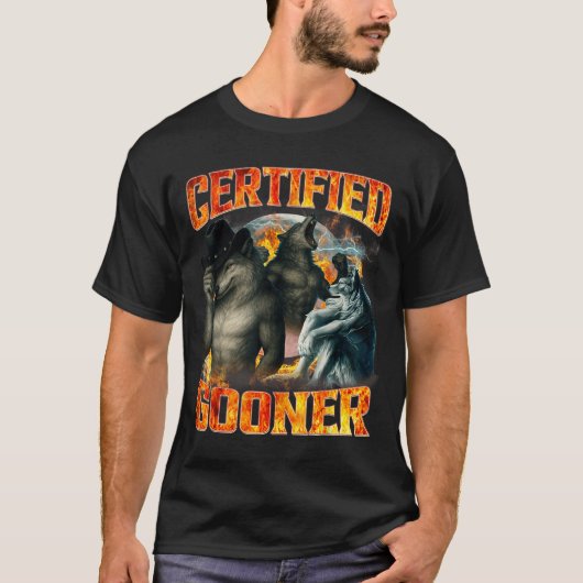 Wolf Certified Gooner Funny Bootleg Meme Dad Papa Tシャツ (正面)