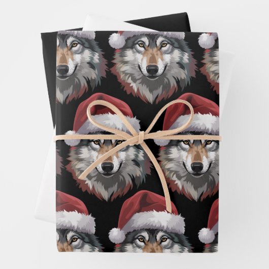 Wolf Christmas Funny Xmas Gift Animal Lovers  ラッピングペーパーシート (インサイチュ)