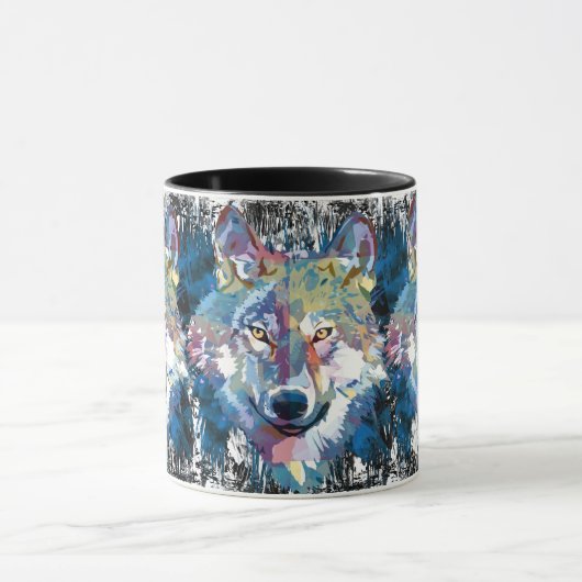 Wolf Coffee Mug - Retro Wolf Polygon マグカップ (中央)