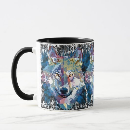 Wolf Coffee Mug - Retro Wolf Polygon マグカップ (左)