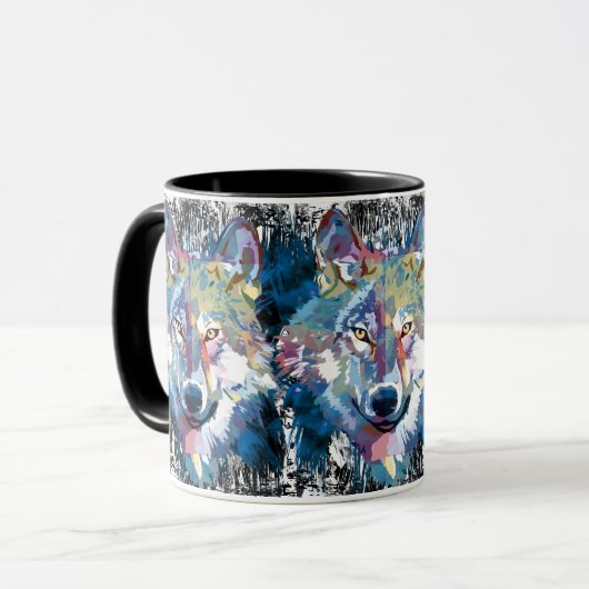 Wolf Coffee Mug - Retro Wolf Polygon マグカップ (正面左)