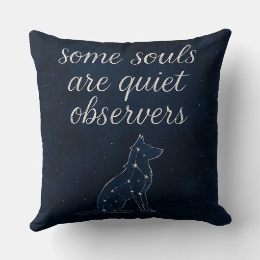 Wolf Constellation Indigo Celestial Throw Pillow クッション (裏面)