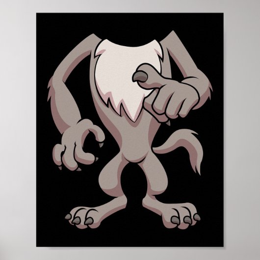 Wolf Costume For Halloween Werewolf Animal Cosplay ポスター (正面)