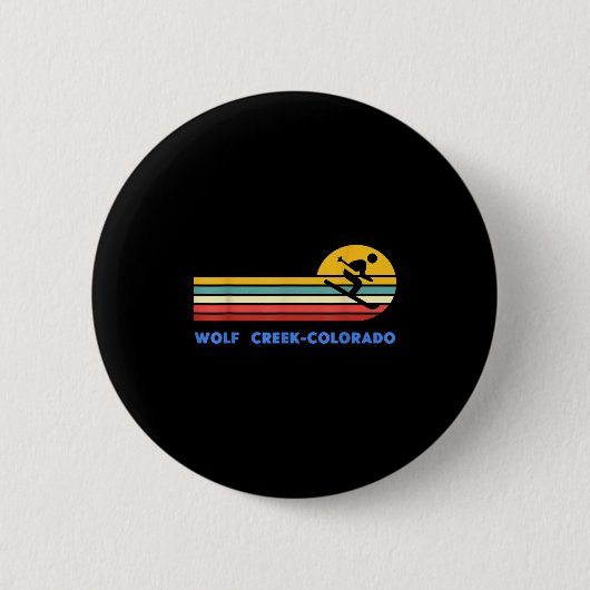 Wolf Creek Colorado Skiing Skier Ski Retro Sunset  缶バッジ (正面)