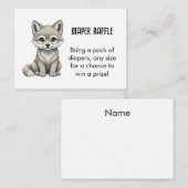 Wolf Diaper Raffle Baby Shower エンクロージャーカード (正面/裏面)