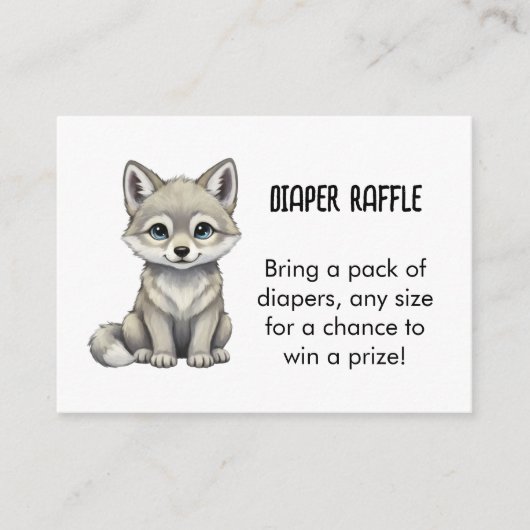 Wolf Diaper Raffle Baby Shower エンクロージャーカード (正面)