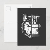 Wolf Don't Let The Hard Day Win Quote Art ポストカード (正面/裏面)