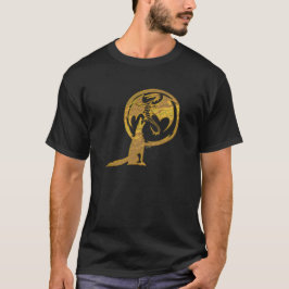 Wolf & Dragon金ゴールドメンズブラックTシャツ Tシャツ