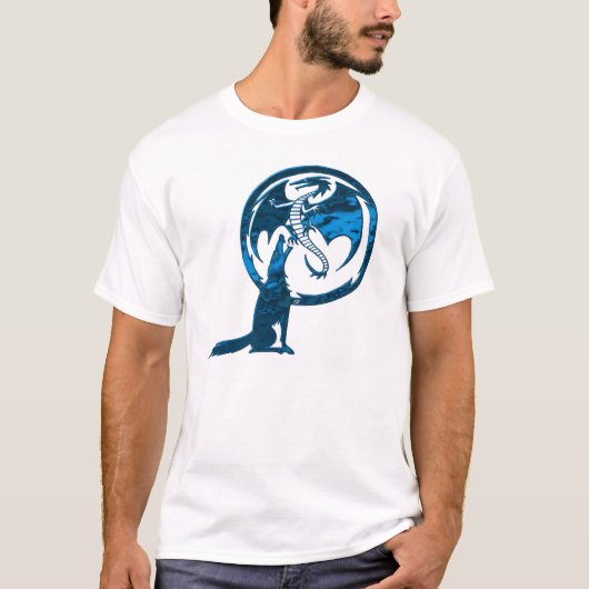 Wolf & Dragon blue men white tシャツ (正面)