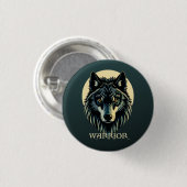 Wolf face fenrir tribal warrior no fear fenris 缶バッジ (正面&裏面)