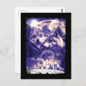 Wolf Family Howling Wolves Winter Mountains ポストカード (正面/裏面)