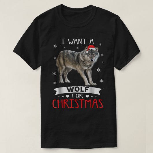 Wolf for Christmas Cute Holiday Design Tシャツ (デザイン正面)
