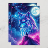 Wolf Galaxy Stars Cosmic Birthday Party 招待状 (正面/裏面)