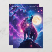 Wolf Galaxy Stars Cosmic Birthday Party 招待状 (正面/裏面)
