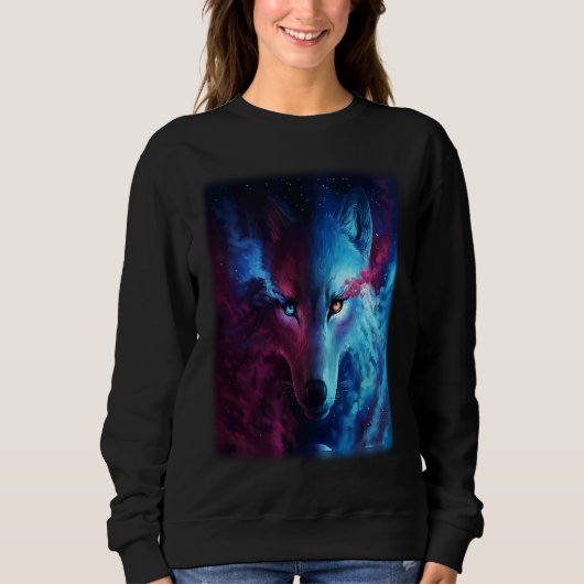 Wolf galaxy wolf   for men and woman スウェットシャツ (正面)