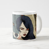 Wolf Geschenk Frau Jugendstil Russland Ornament ジャンボコーヒーマグカップ (正面右)