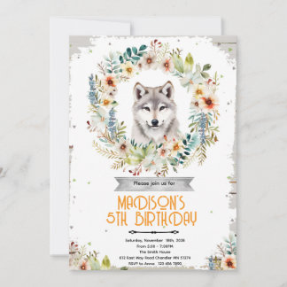 Wolf girl birthday Party Invitation 招待状