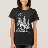 Wolf Girl Forest Howling Moon Graphic Tee Tシャツ (正面)