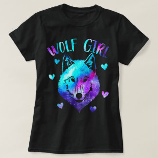 Wolf Girl Galaxy Aesthetic Design Tシャツ