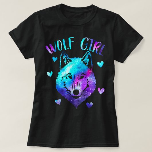 Wolf Girl Galaxy Aesthetic Design Tシャツ (デザイン正面)