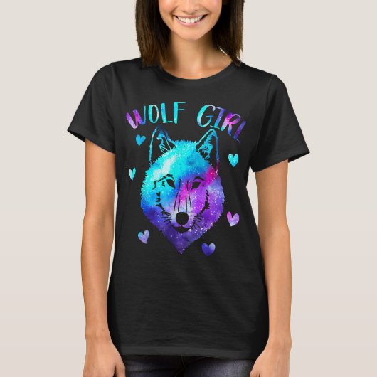 Wolf Girl Galaxy Aesthetic Design Tシャツ (正面)