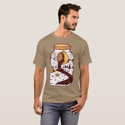 Wolf Glass Coffee Nature Camping Hiker Camping fri Tシャツ (正面フル)