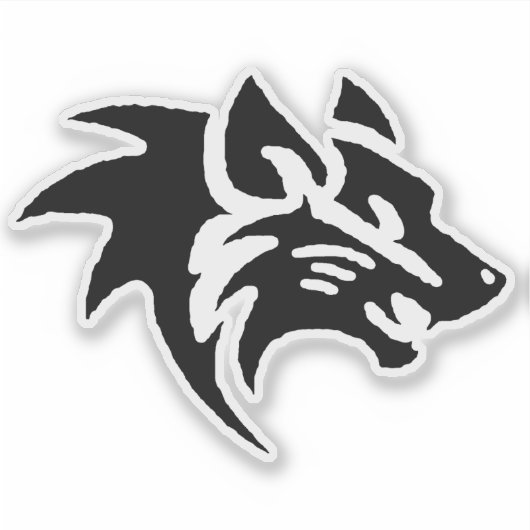 Wolf Head Digital Art - Hand Drawn - One-Of-A-Kind シール (正面)