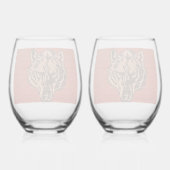 Wolf Head on Red     ステムなしワイングラス (裏面)