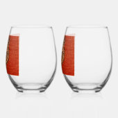 Wolf Head on Red     ステムなしワイングラス (左)