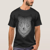 Wolf head predator face imprint with wild animal tシャツ (正面)