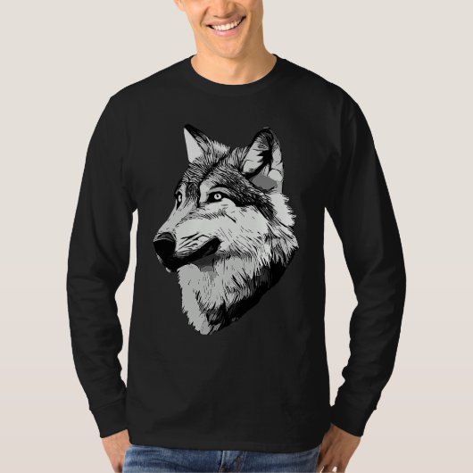Wolf head predator face imprint with wild animal   tシャツ (正面)