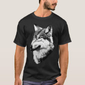 Wolf head predator face imprint with wild animal   tシャツ (正面)