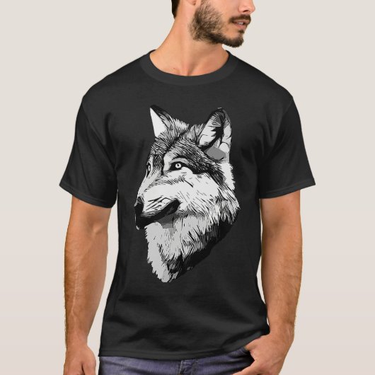 Wolf head predator face imprint with wild animal   tシャツ (正面)