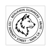 Wolf Head Profile Round Address ラバースタンプ (インプリント)