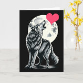 Wolf Holding Heart Valentine's Day Cute Wolves Val カード (黄色い花)