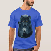 Wolf Howling at Moon Graphic Tees Men Wolves Tシャツ (正面)