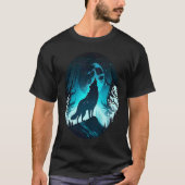 Wolf Howling at Moon on a Cold Night Amazing Natur Tシャツ (正面)