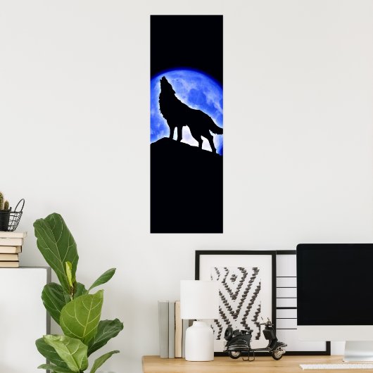 Wolf Howling at Moon Poster - Wolf Posts ポスター (ホームオフィス)