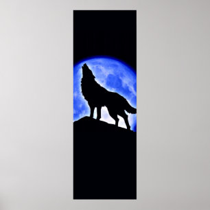 Wolf Howling at Moon Poster - Wolf Posts ポスター