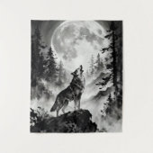 Wolf Howling at Moon Tapestry | Dark Forest タペストリー (正面)