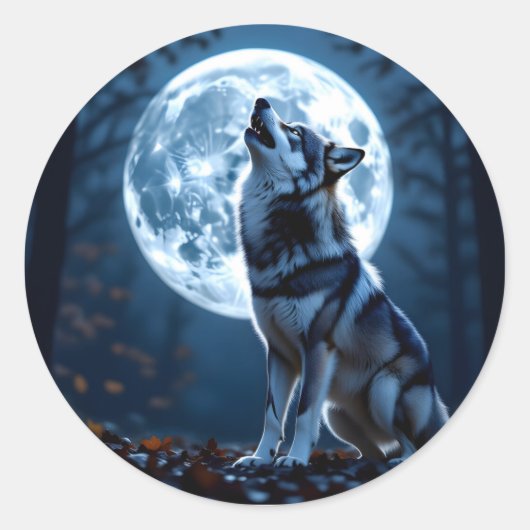 Wolf Howling at the Moon ラウンドシール (正面)
