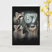 Wolf Howling At The Moon 67 6 7 Halloween 67 Wolf カード (黄色い花)