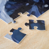 Wolf Howling Under the Christmas Moon Hat ジグソーパズル (側面)