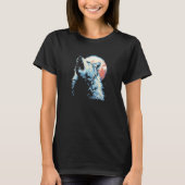 Wolf Howling With Full Moon in Background - Wolf L Tシャツ (正面)