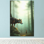 Wolf im Wald キャンバスプリント (インサイチュ (ウッドフロア))